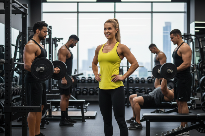 krachttraining vrouwen met zwaardere gewichten in sportschool
